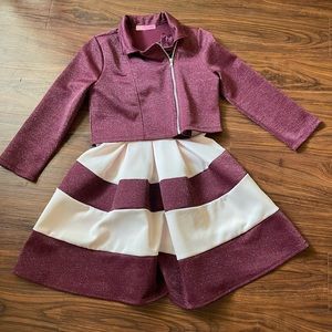 2Hip Girls Gorgeous Knee Length Party  Purple & Glitter Dress with Zip Up Jacket